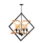 لوستر چوب و فلز حلقه ای لوزی مدرن