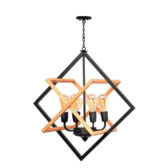 لوستر چوب و فلز حلقه ای لوزی مدرن