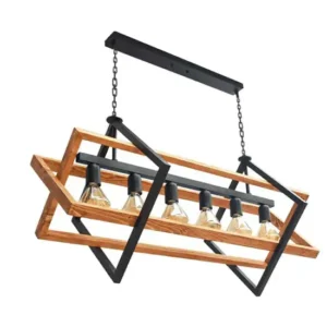 لوستر مدرن چوب و فلز کانتری لوزی