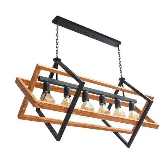 لوستر مدرن چوب و فلز کانتری لوزی