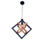 لوستر چوب و فلز تک شاخه لوزی حلقه ای