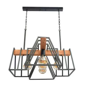 لوستر چوب و فلز چنذد بعدی مدرن