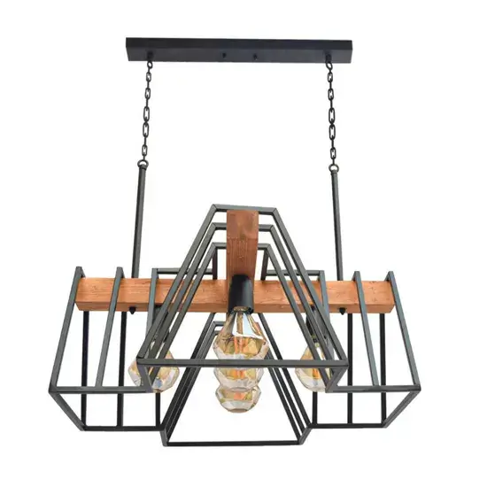 لوستر چوب و فلز چنذد بعدی مدرن