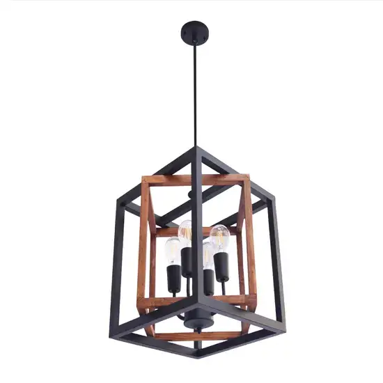 لوستر چوب و فلز مدرن 3 لامپی