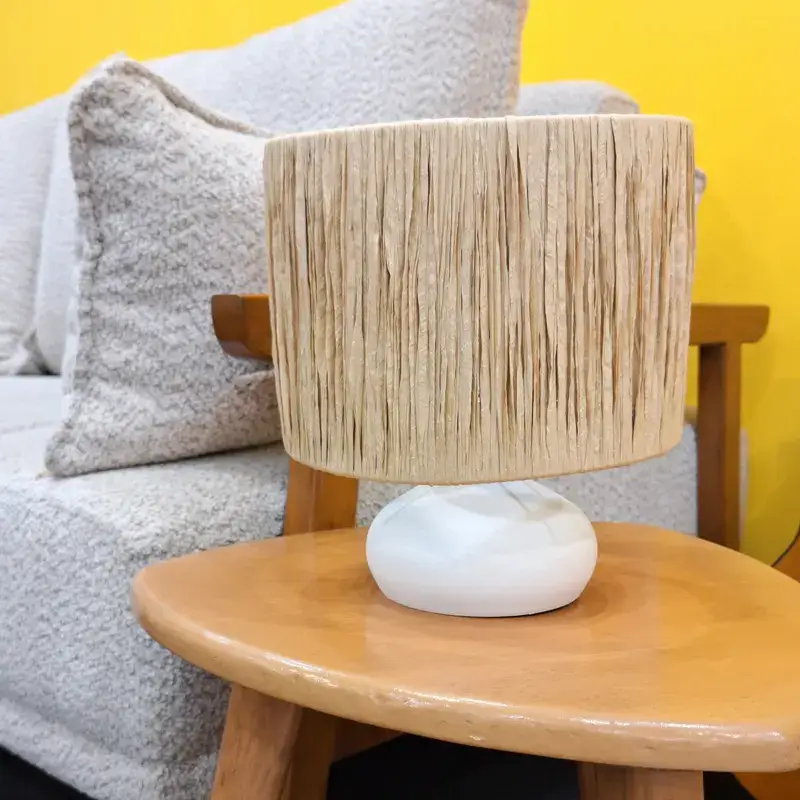 آباژور پایه سفید رافیا